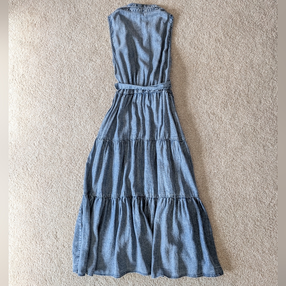 Jane and Delancey Light Blue Sleeveless Chambray Maxi Dress with Tie Waist - Picture 2 of 3